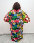 African print dress with decorative embellishments